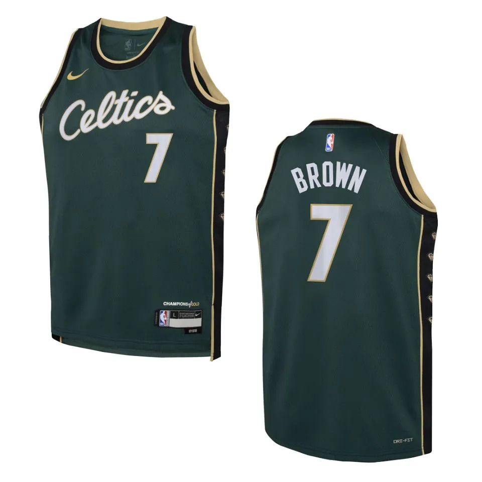 Youth Boston Celtics Jaylen Brown #7 City Edition 2022-23 Green Jersey 2401XIFS